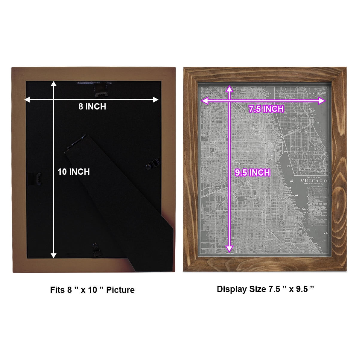 City Map of Chicago -Framed Print w/glass-Walnut