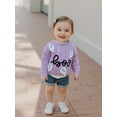 thumbnail image 5 of BemeyourBBs Girls Halloween Sweater Long Sleeve Letter Ghost Embroidery Knitwear, 5 of 9