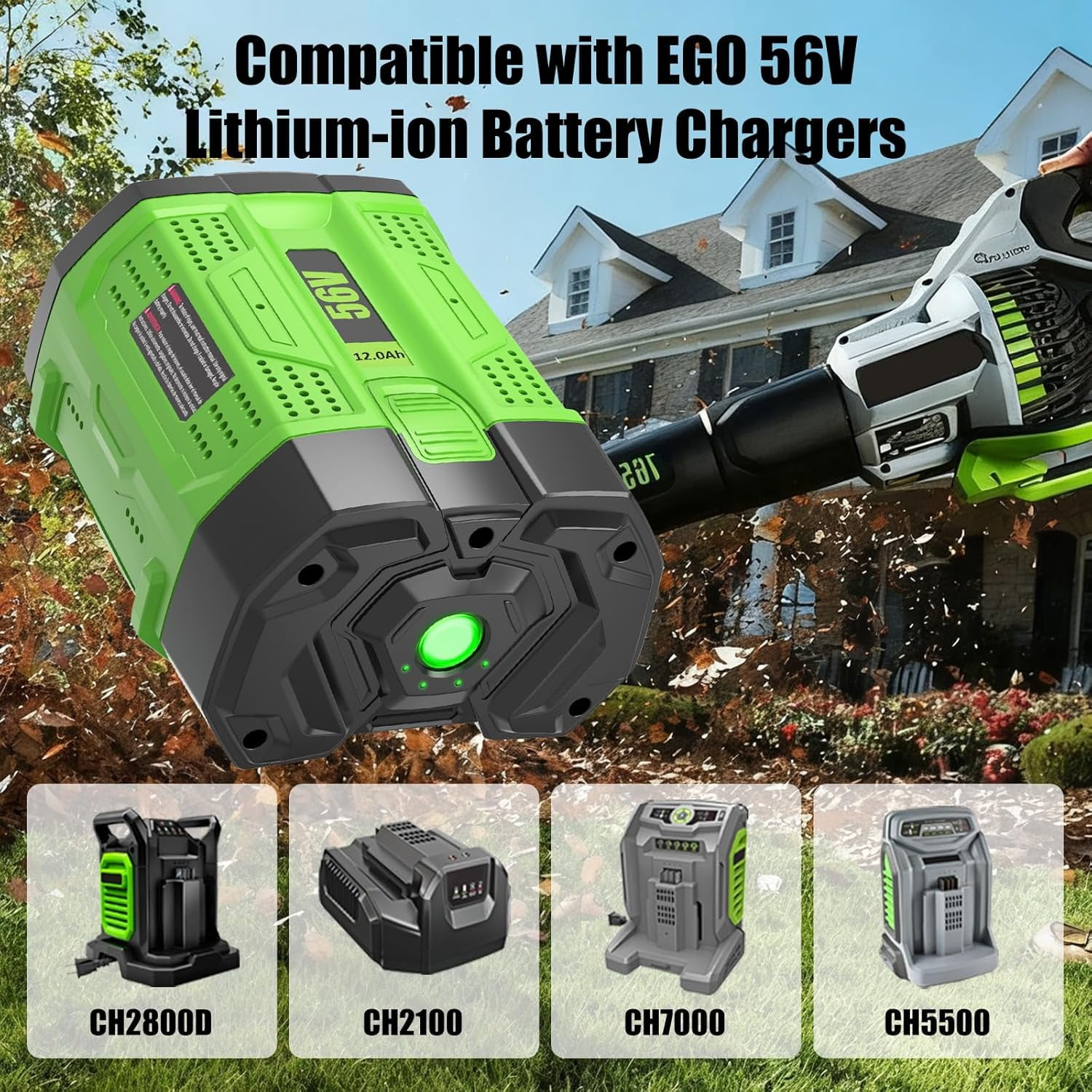 4Pack 12000mAh 56V Replacement Battery for EGO 56V Battery 12Ah Compatible with EGO Battery 56Volt Cordless Tools