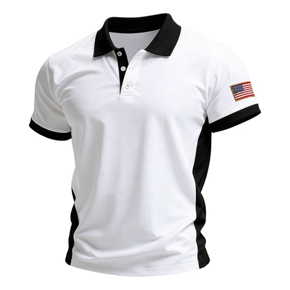 Homeyce Mens 4th Of July Polo Shirts Us 250th Anniversary American Flag Graphic Polo Shirts Short Sleeve Independence Day Polo T-Shirts Button Down Patriotic Golf Shirts,White S