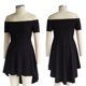thumbnail image 3 of Vestido Hombros Descubiertos Sunnimix Alto y Bajo Mangas Cortas M Borgoña Negro, 3 of 8