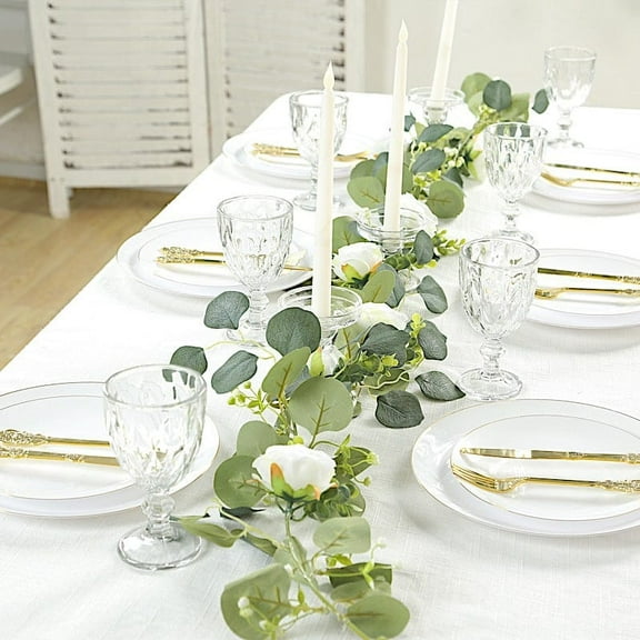 Balsa Circle 5.5 feet Artificial Eucalyptus Greenery and Peony Florals Fairy Lights Battery Operated LED Garland Wedding Party