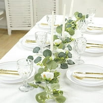 Balsa Circle 5.5 feet Artificial Eucalyptus Greenery and Peony Florals Fairy Lights Battery Operated LED Garland Wedding Party