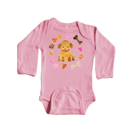 

Inktastic Cute Puppy Valentine with Hearts and Bones Gift Baby Boy or Baby Girl Long Sleeve Bodysuit