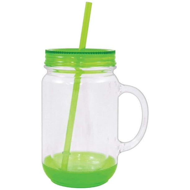 Mason Jar with Lid Plastic Tumbler Drinking Cup Mug with Straw 18 oz