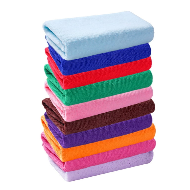10pcs/pack Microfiber Hand Towels Washcloths in Assorted Color Fast Dry Cleaning Cloths 20x20cm (Mixed Color), Multicolor