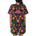 thumbnail image 3 of Bingfone Colorful Floral Embroidery Mexican Print Pajamas Sets for Women Soft Short-Sleeved Pjs with Lounge Shorts Two Piece Sleepwear, 3 of 8