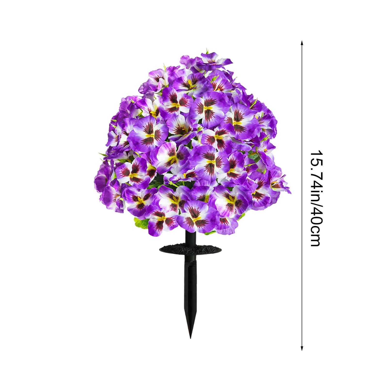 Taotanxi 15.7" Artificial Boxwood Topiary Ball with Flowers Plants with Ground Spikes for Outdoor UV Resistant Realistic Fake Bushes Plants for Garden Yard Front Porch Patio Decor (Purple)