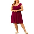 thumbnail image 2 of Unique Bargains Women's Plus Size Nightgown Sleepwear Lace Cap Sleeve Loungewear, 2 of 6