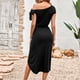 thumbnail image 4 of Vestido de fiesta formal largo de un hombro para mujer, sin mangas, con volantes, bodycon, cóctel, noche, boda, corte de sirena, vestido maxi, 4 of 7