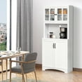 thumbnail image 3 of HOMCOM Kitchen Hutch, Pantry Cabinet with Glass Framed Door, Adjustable Shelves and Microwave Space for Dining Room, White, 3 of 9