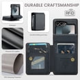 thumbnail image 4 of ELEHOLD Wallet Case for Samsung Galaxy Z Flip 6, premium PU leather zipper card holder phone case zipper card holder phone case,Black, 4 of 7