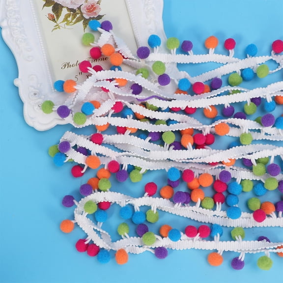 KALLORY Ball Fringe Trim Multi-Color for DIY Edges of Clothes and Jewelry