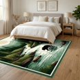 thumbnail image 3 of ODIKA 6'x9' Ultra-Soft Area Rug, Fishing Cabin Riverside Wildlife Motif Forest Border Print Motifs None Washable, Bare feet friendly, Silk-Touch for Guest Room, Bedroom, 3 of 7