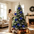 thumbnail image 5 of 15 Centimeter Large Blue Glitter Christmas Ball Ornament, Sparkly Fluffy Hanging Ball for Christmas Tree, Wreath, Holiday Parties Decoration, 5 of 9