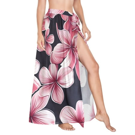 Women Sarong Wraps Cherry Flower Swimsuit Beach Pareo Bikini Coverups Skirt L