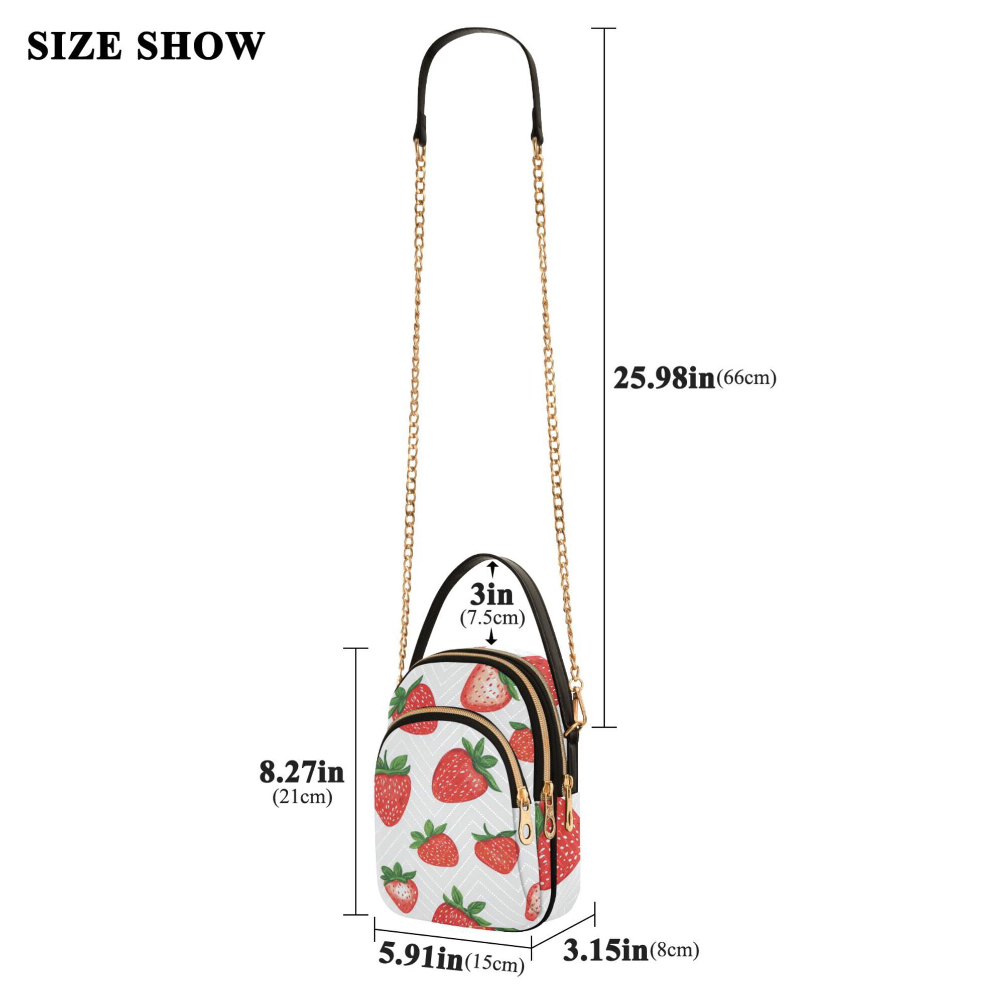 FORMRS Crossbody Bag for Women Quilted Travel Shoulder Cell Phone Purse with Chain Strap Handbag, Strawberry