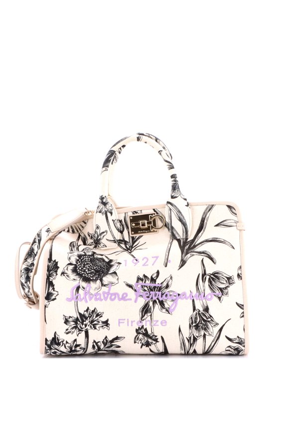 Pre-Owned Studio Logo Satchel Printed Canvas Medium By Rebag