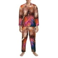 thumbnail image 4 of Kll Oil Paintings Of Elephants Sleepwear Mens Flannel Pajamas,Long Cotton Pj Set, 4 of 9