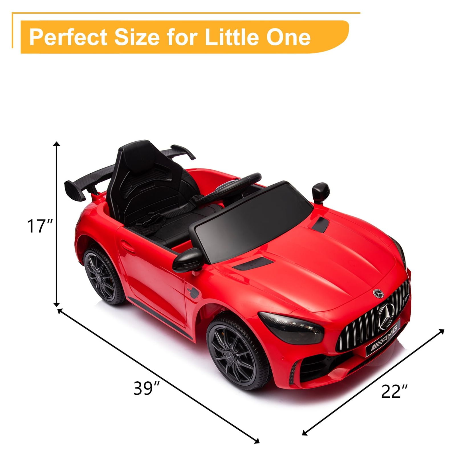 Kepooman 12V 4.5Ah Kids Police Ride On Car with 2.4G Remote Control Mercedes-Benz Sports Car, Electric Toy for Kids, Red
