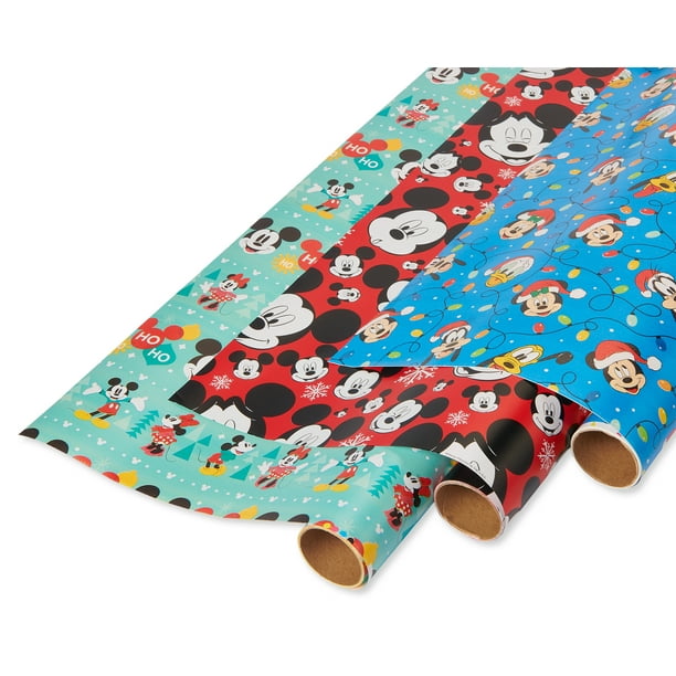 American Greetings Christmas Wrapping Paper, Mickey Mouse (3-Rolls, 105 ...