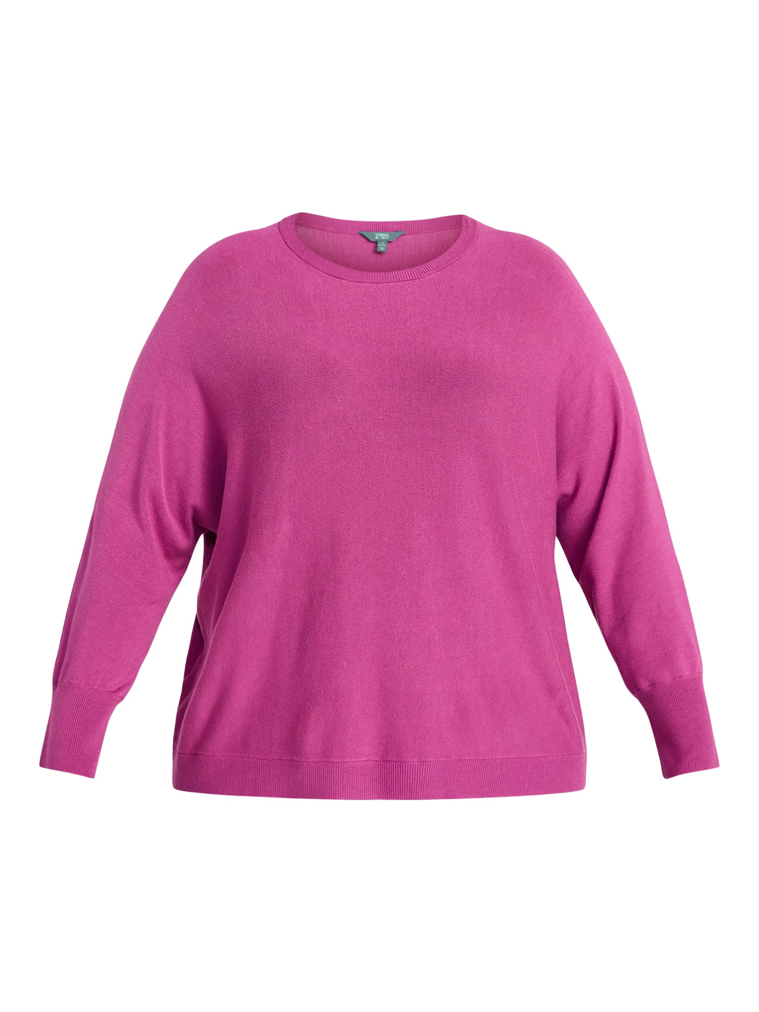 Terra & Sky Women's Plus Size Fine Gauge Dolman Sweater, Sizes 0X-5X