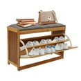 thumbnail image 2 of Denest Bamboo Shoe Bench Shoe Rack Organizer Entryway Storage Shelf Stool 26*10*18", 2 of 11
