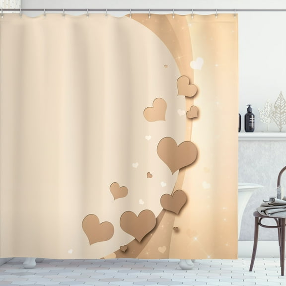 Ambesonne Love Shower Curtain, Valentines Day Romance Print, 69"Wx75"L, Champagne Tan