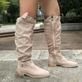 thumbnail image 6 of shqvo Knee High Boots Women Winter Warm Side Zipper Mid Calf Boots Wide Width Slouchy Tall Boot Modern Western Cowboy Boot, 6 of 9