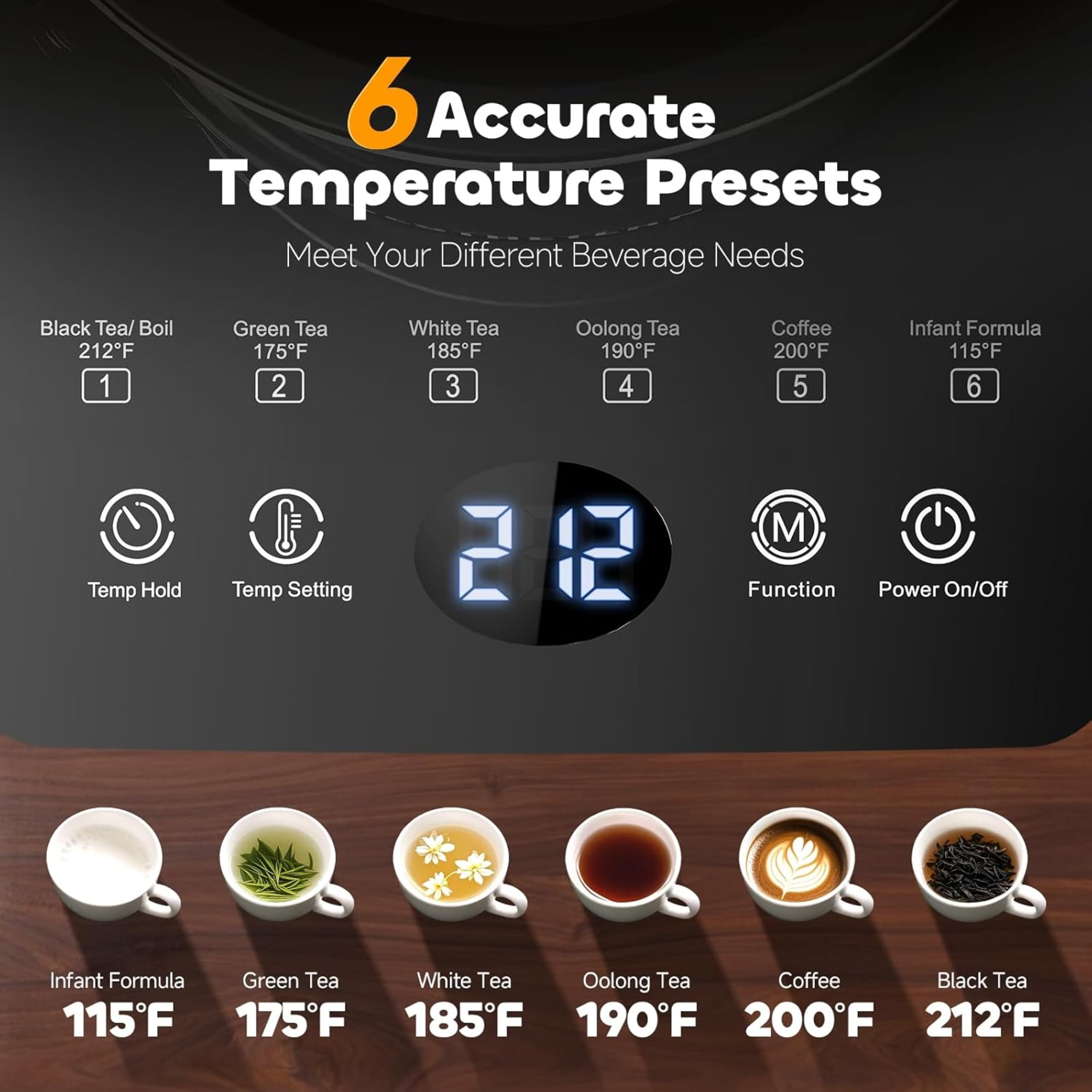 Aesthetern Electric Tea Kettle With Infuser Temperature Control and Automatic Shut Off