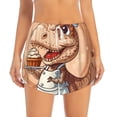 thumbnail image 3 of Uemuo Dinosaur Baking Delight Pattern Women's Athletic Shorts High Waisted Running Shorts with Liner Pockets Gym Elastic Workout Shorts-X-Large, 3 of 9