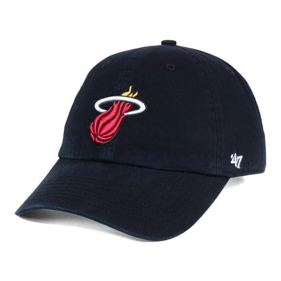 Men's '47  Black Miami Heat Core Logo Clean Up Adjustable Hat