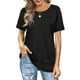 thumbnail image 2 of Camiseta con cuello redondo, holgada, transpirable, dobladillo curvo, camiseta con cuello redondo, manga corta informal para mujer, 2 of 6