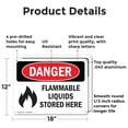 thumbnail image 2 of (2 Pack) Flammable Liquids Stored Here OSHA Danger Sign 18 Inch X 12 Inch Indoor / Outdoor Rust-Free Aluminum Metal Signs for Workplace, Workshop, and Construction Site, Made in the USA, 2 of 8