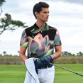 thumbnail image 3 of Yiaed Snake Holding A LotusPrint Men's Short Sleeve Polo Shirt,Golf Polo for Men Three-Button Golf Shirt Athletic Casual Collared T-Shirt- X-Large, 3 of 7