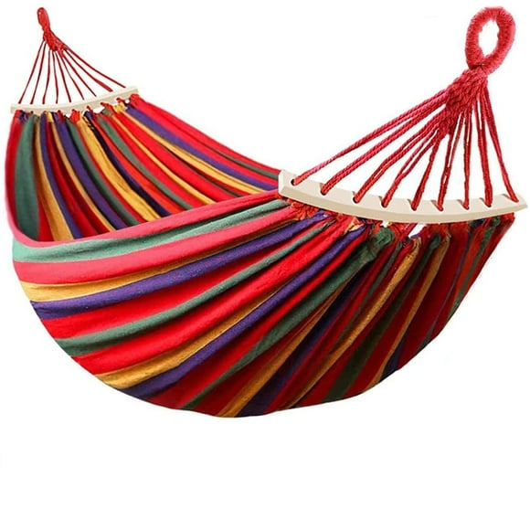 Double Hammock with Stand, Cotton Fabric Camping Hammock