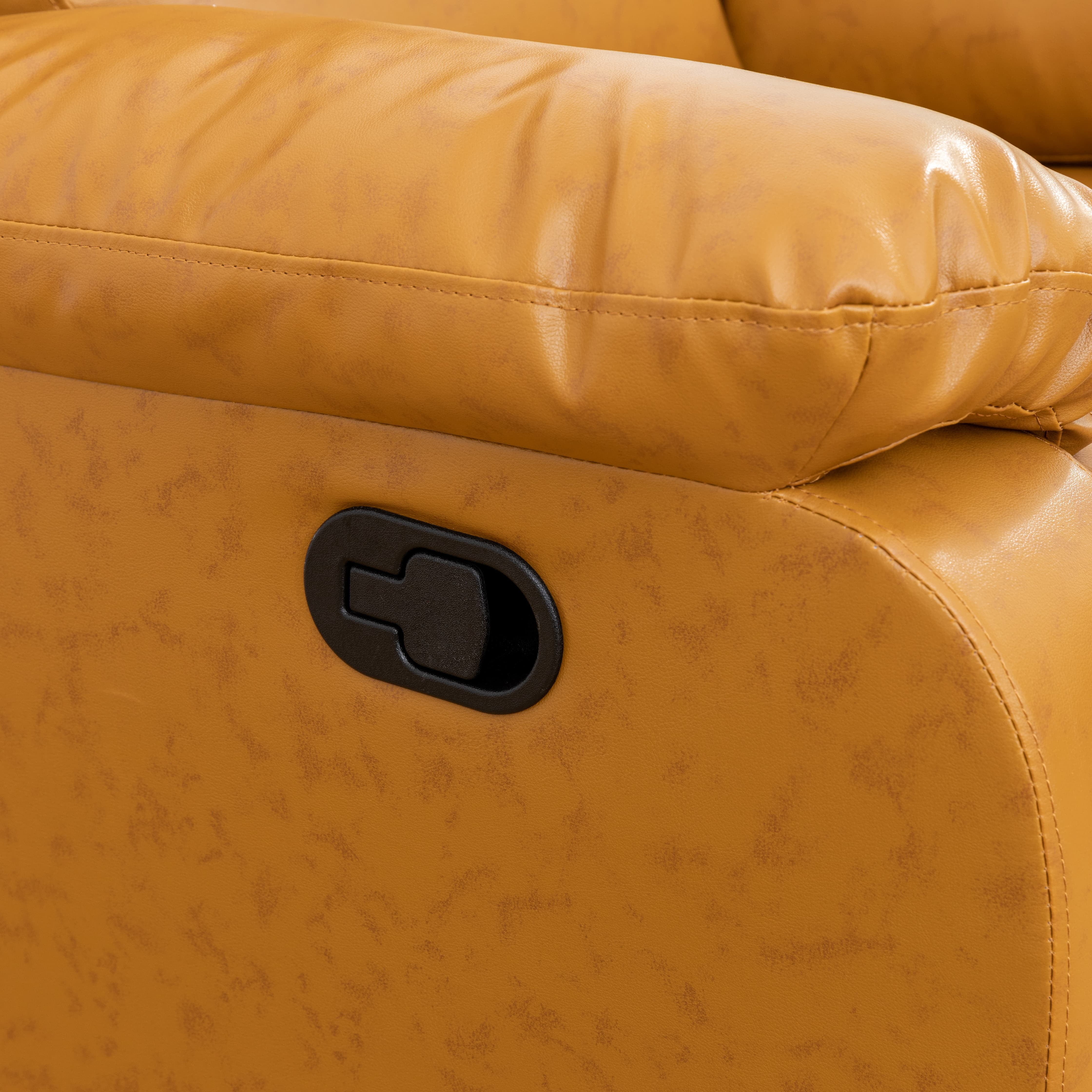 MAYEERTY Reclining Loveseat, 2-Seat Wear-Resistant Fabric Recliner with Storage & Cup Holders for Living Room, Ginger