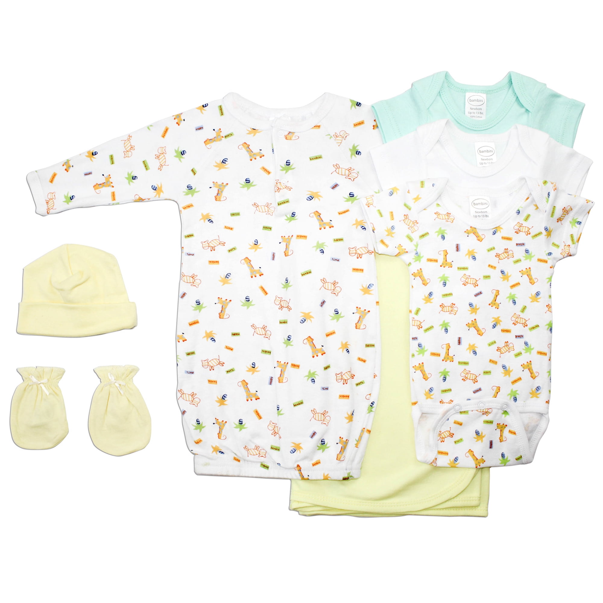 Bambini Neutral Newborn Baby 7 Pc Layette Baby Shower Gift Set