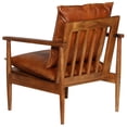 thumbnail image 6 of vidaXL Solid Wood Acacia Armchair Real Leather Seat Furniture Black/Brown, 6 of 12