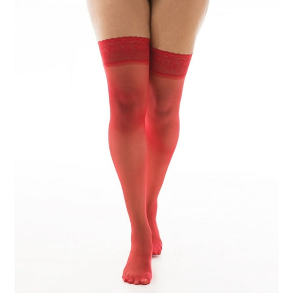 Red Sheer Hold Up Stockings for women