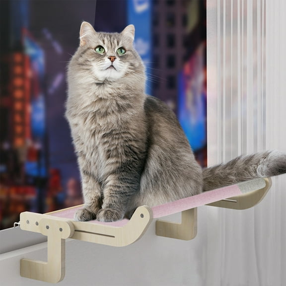 Duuclume Cat Window Sill Perch, Adjustable Sturdy Small Cat Window Hammock Bed Seat Grey & Pink