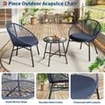 thumbnail image 3 of Ataucjin 3 Piece Patio Bistro Set, Outdoor Acapulco Chairs Set of 2 with Glass Top Table, All Weather Modern Patio Chairs with Cushions, Patio Conversation Bistro Set for Deck, Backyard, Balcony, 3 of 7