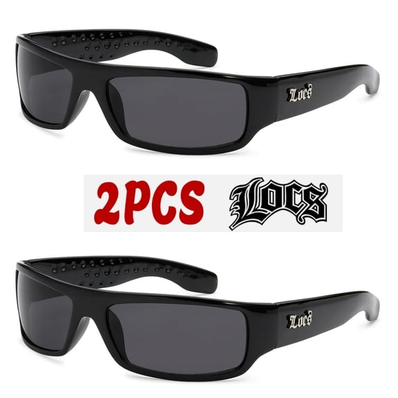 Locs 2 Pack Deal Hardcore Fashion HipHop Black Lowrider Designer Shades Sunglasses 91268