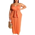 thumbnail image 1 of Womens Spaghetti Strap Maxi Dress Plus Size Sleeveless with Pockets and Belt - Orange, 1 of 3