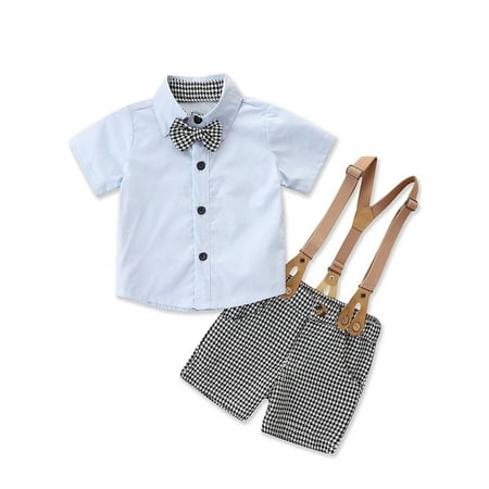 

Dewadbow Toddler Baby Boy Gentleman Suits Tie Romper Bodysuit Denim Jeans