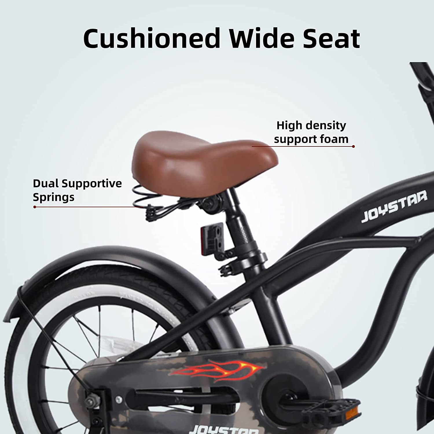 JOYSTAR 12" 14" 16" Kids Cruiser Bike for Ages 2-7 Years Old Girls & Boys, Kids Bike with Training Wheels, Cruiser Bicycles for Children, Black