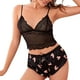 thumbnail image 1 of Gibobby Pijama algodón mujer Conjunto de pijama de encaje de lencería para mujer Conjunto de de 2 piezas Shorts Ropa de dormir(Negro,M), 1 of 5