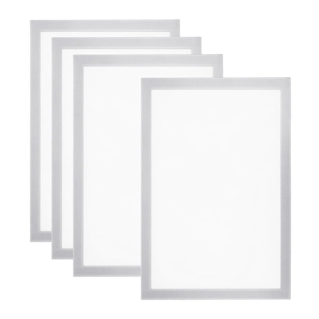 Unique Bargains A4 Magnetic Sign Holder, 4 Pack Magnetic Display Frame Self-Adhesive Picture Frame for Refrigerator, Silvery