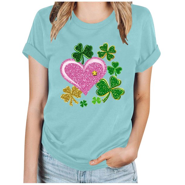 Camisetas de Manga Corta para las Mujeres de Moda Imprimir Cuello Redondo Camiseta, Mezcla de Poliéster Ligero para Primavera Verano Otoño