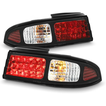 Fits 1995 1996 1997 1998 240Sx S14 LED Black Tail Lights Brake Lamps (Best Swap For 240sx)